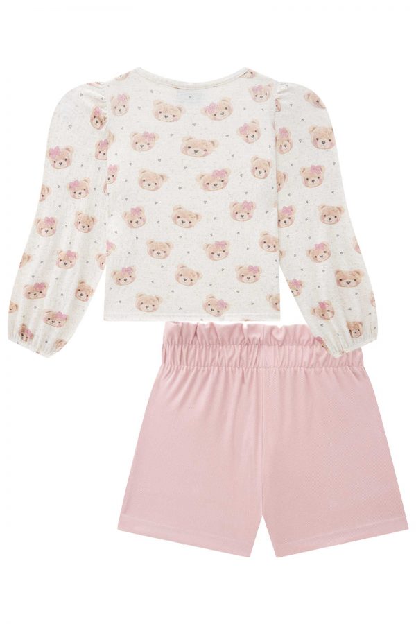 Conjunto de Bata em Malha Elastic e Shorts em Cotton Jeans - Image 2